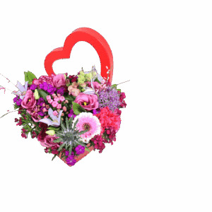 Harten box bloemen