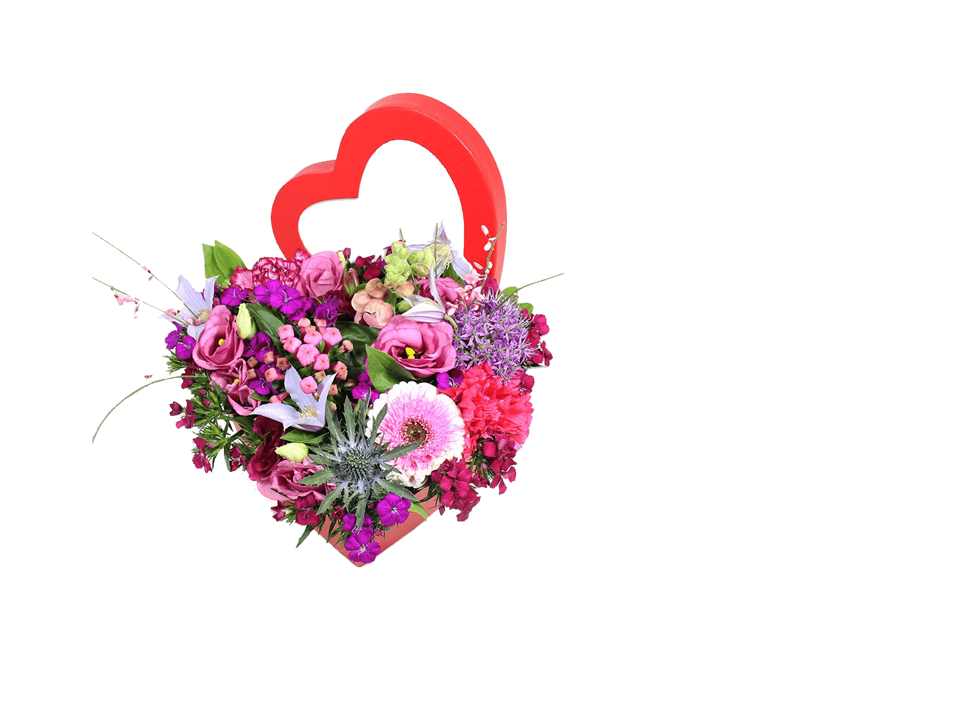 Harten box bloemen