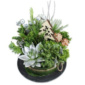 Kerst bloementaart zilver