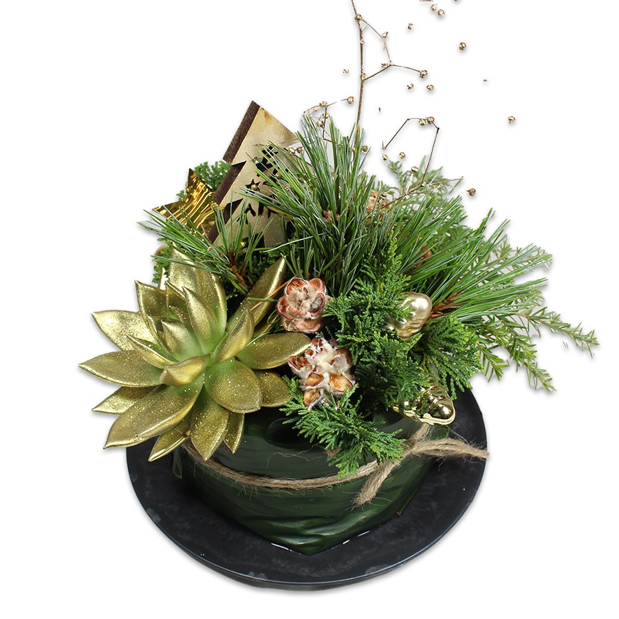Kerst bloementaart goud