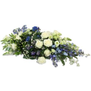 Kist bedekking blauw wit