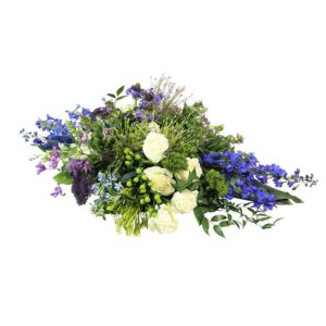 Bloemstuk ovaal wit-blauw